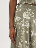 Floral Linen-Blend Panel Skirt