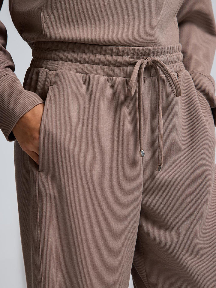 Wide-Leg Ribbed Pants