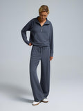 Wide-Leg Ribbed Pants