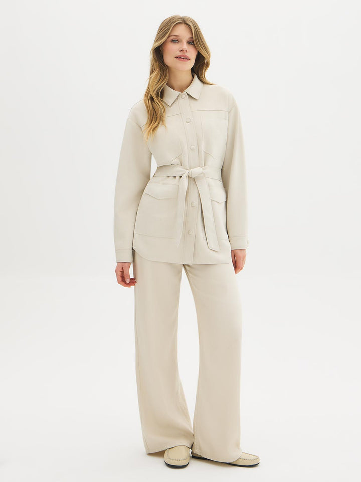 Faux Suede Wrap Jacket