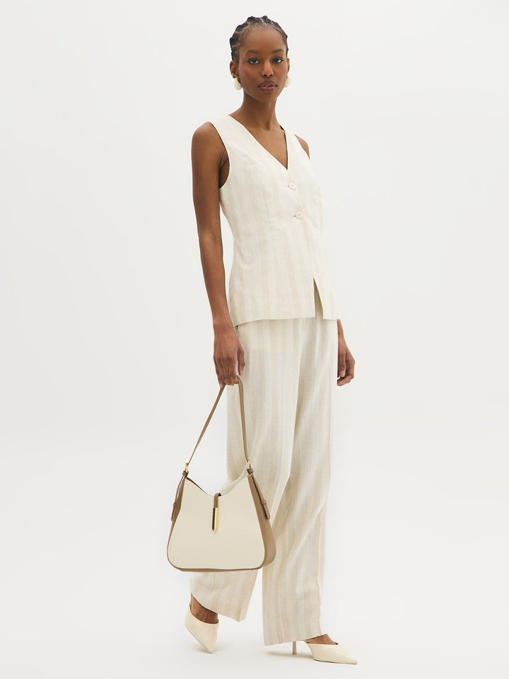 Striped Linen-Blend Vest