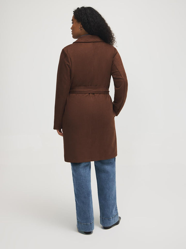 Faux Suede Mid-Length Coat