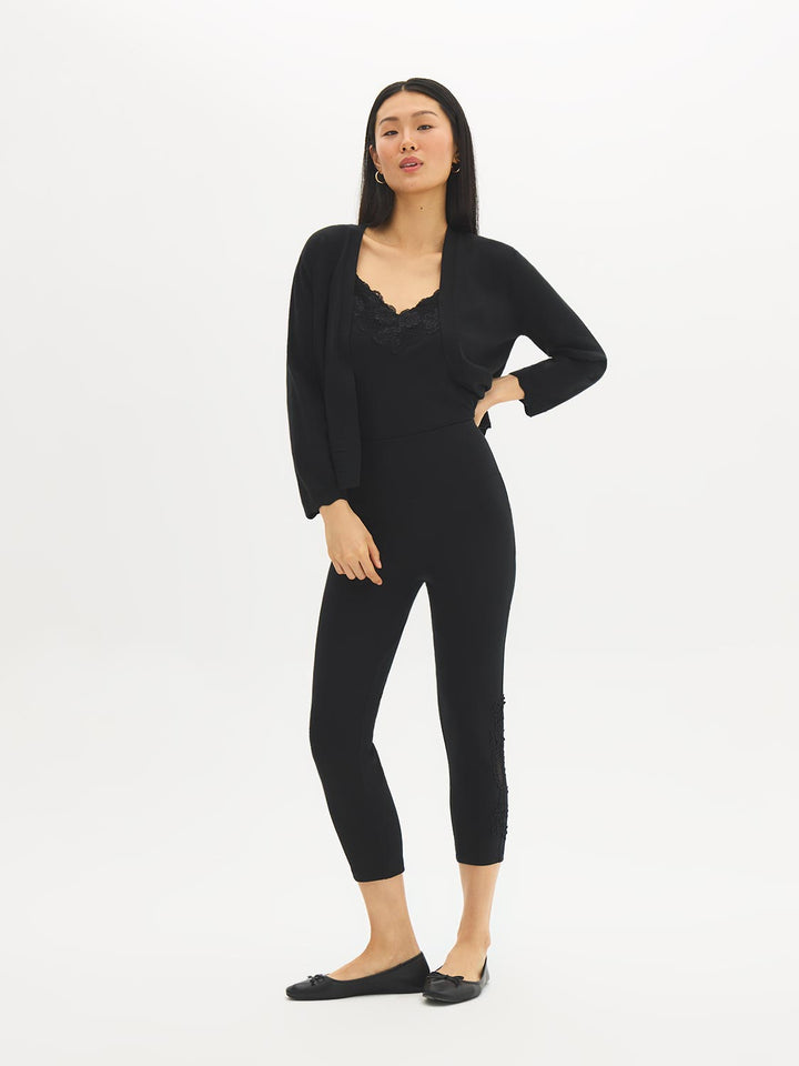 Cotton-Blend Crochet Capri Leggings
