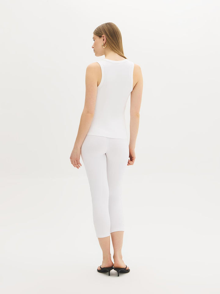 Cotton-Blend Crochet Capri Leggings
