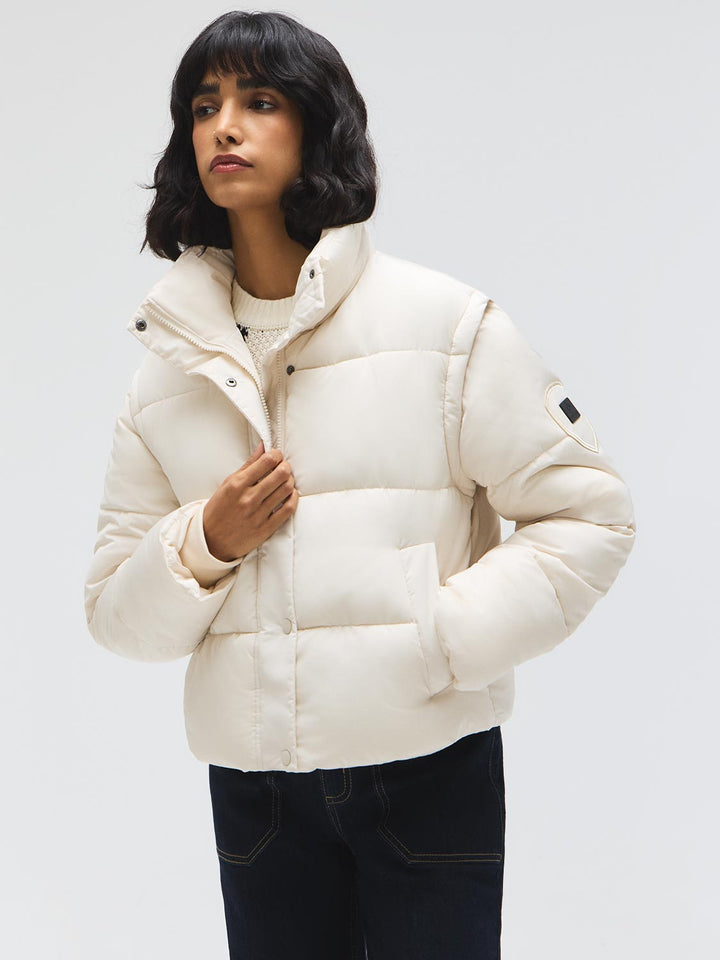 Short Puffer With Removable Sleeves