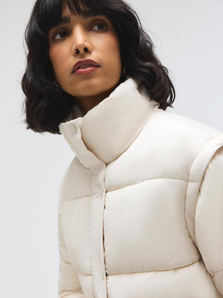 Short Puffer With Removable Sleeves