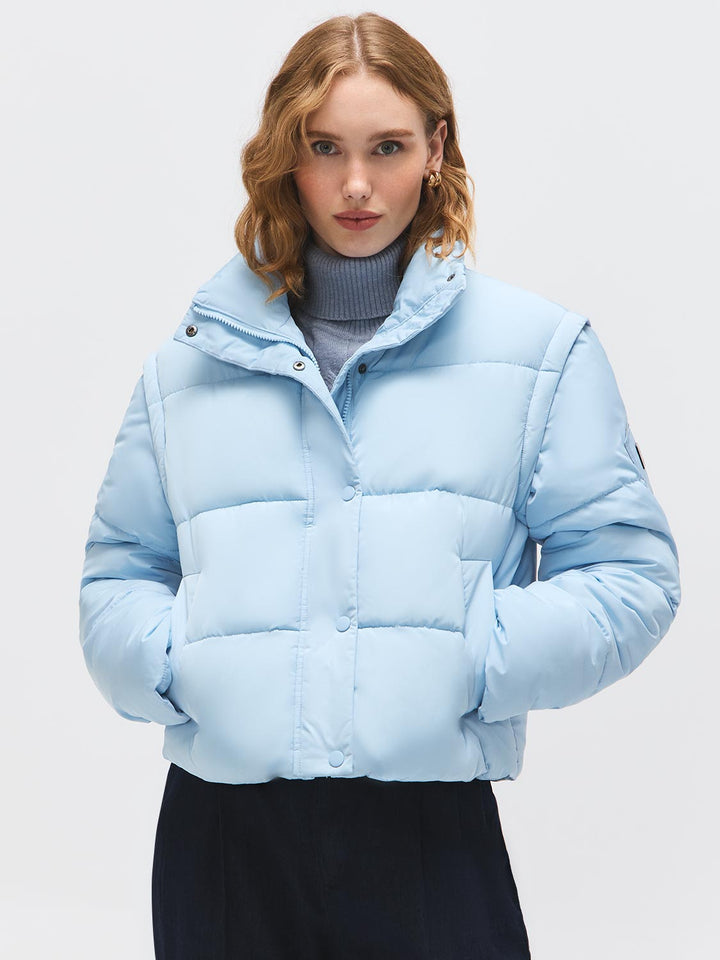 Short Puffer With Removable Sleeves