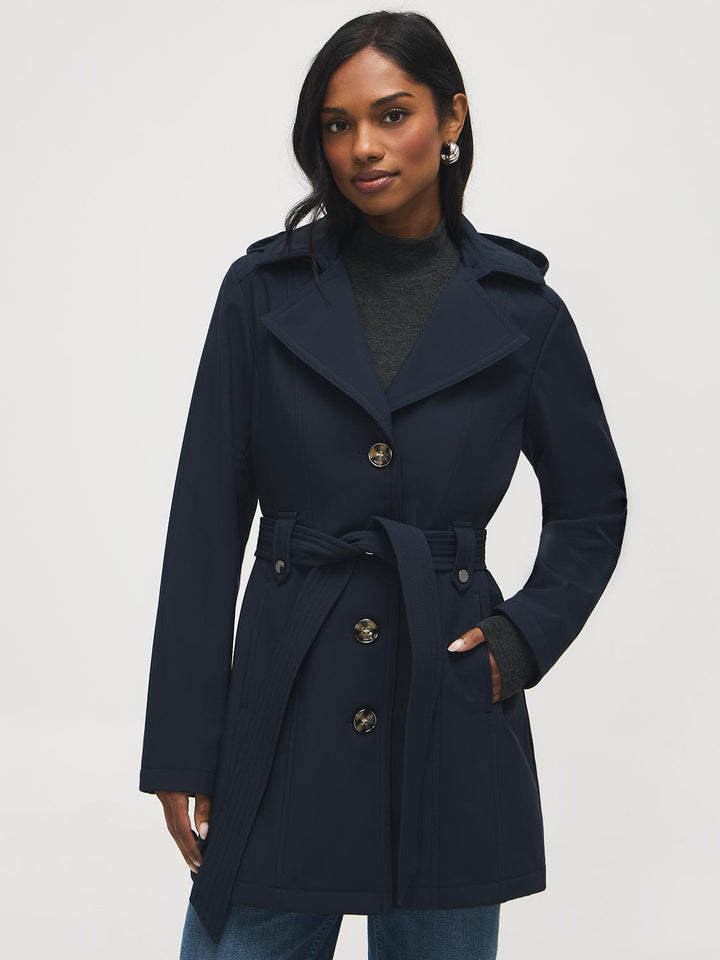 Mid-Length Hooded Trench Coat