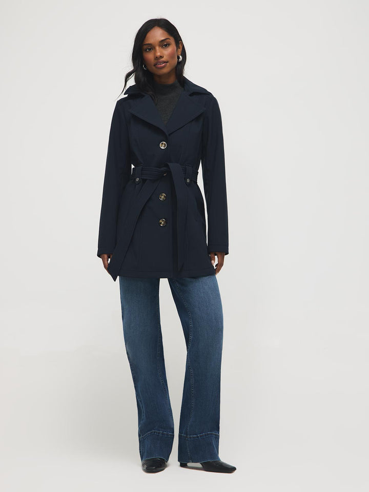 Mid-Length Hooded Trench Coat