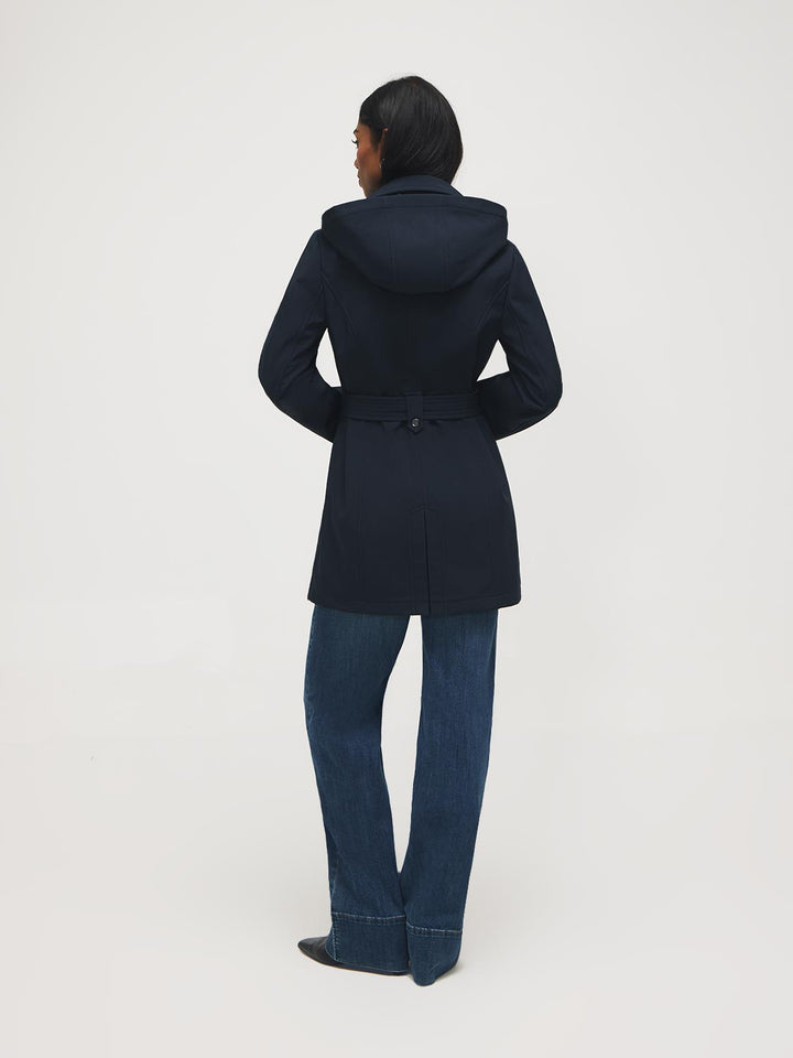 Mid-Length Hooded Trench Coat