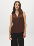 Sleeveless Lace Trim V-Neck Top