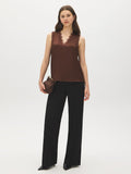 Sleeveless Lace Trim V-Neck Top