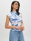 Sleeveless Printed Mock Neck Top