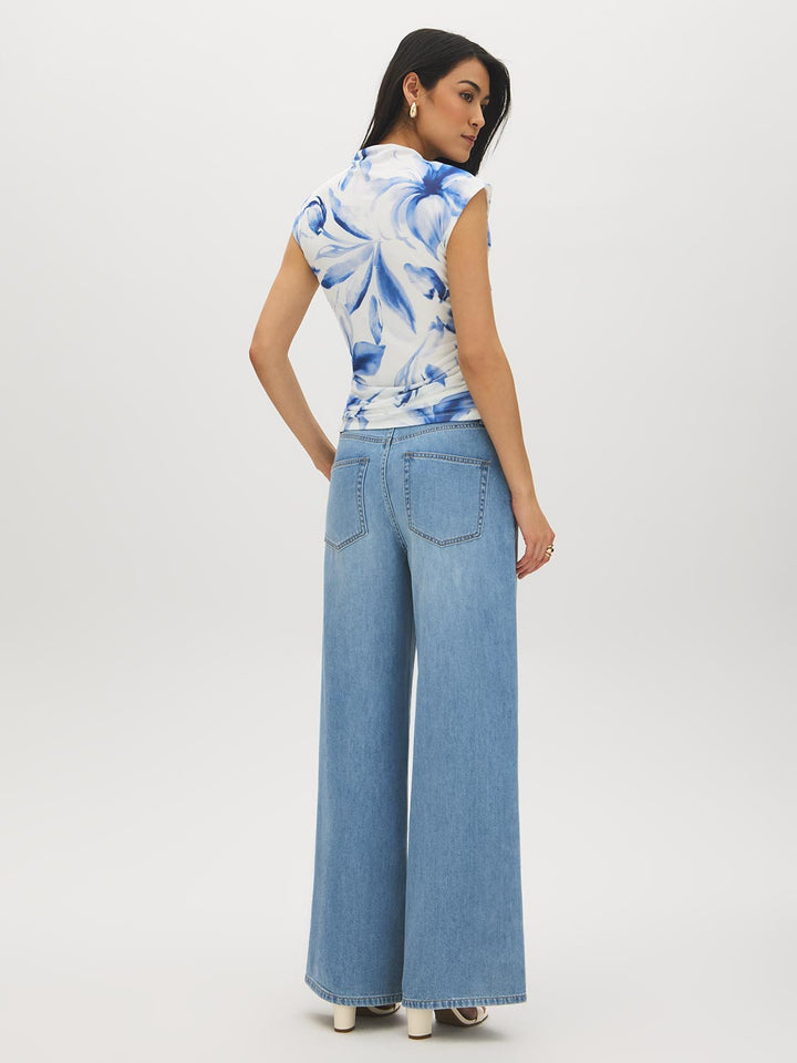 Sleeveless Printed Mock Neck Top