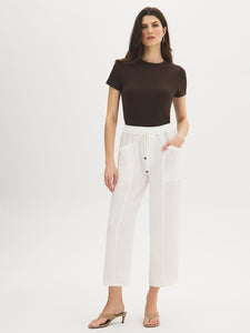 Drawstring Textured Cropped Pants