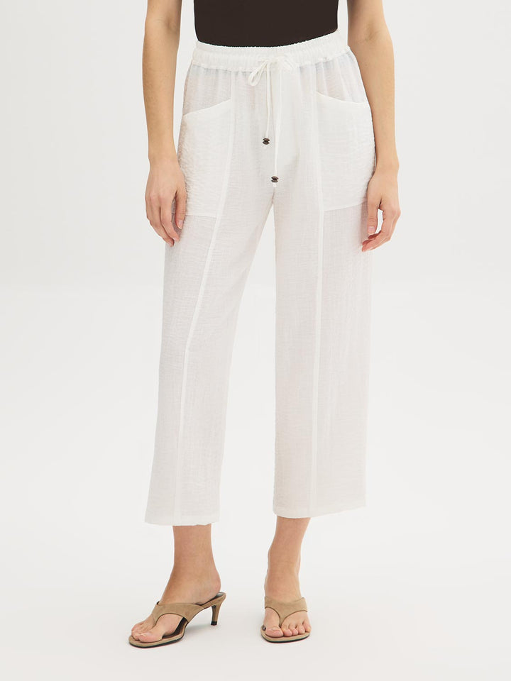 Drawstring Textured Cropped Pants