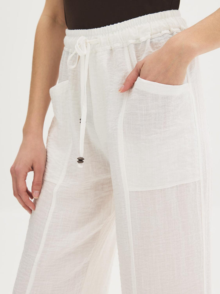 Drawstring Textured Cropped Pants