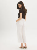 Drawstring Textured Cropped Pants