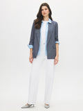 Open-Front Blazer with Cuffed Sleeves