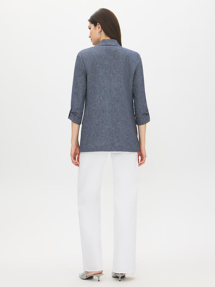Open-Front Blazer with Cuffed Sleeves