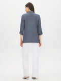 Open-Front Blazer with Cuffed Sleeves