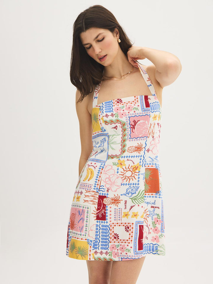 Printed Halter Mini Dress