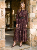Ruffled Collar Paisley Maxi Dress