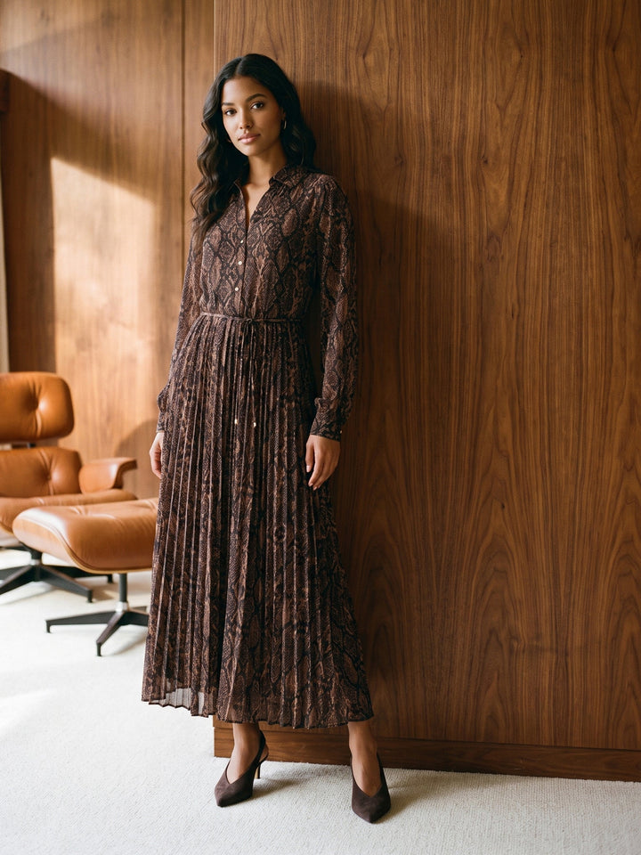 Snake Print Chiffon Dress