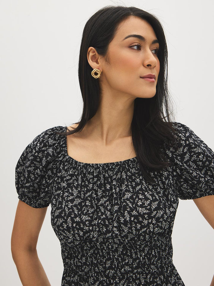 Printed Tiered Mini Dress