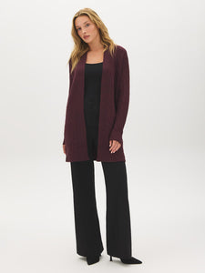 Long Cable Knit Open Cardigan