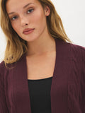 Long Cable Knit Open Cardigan