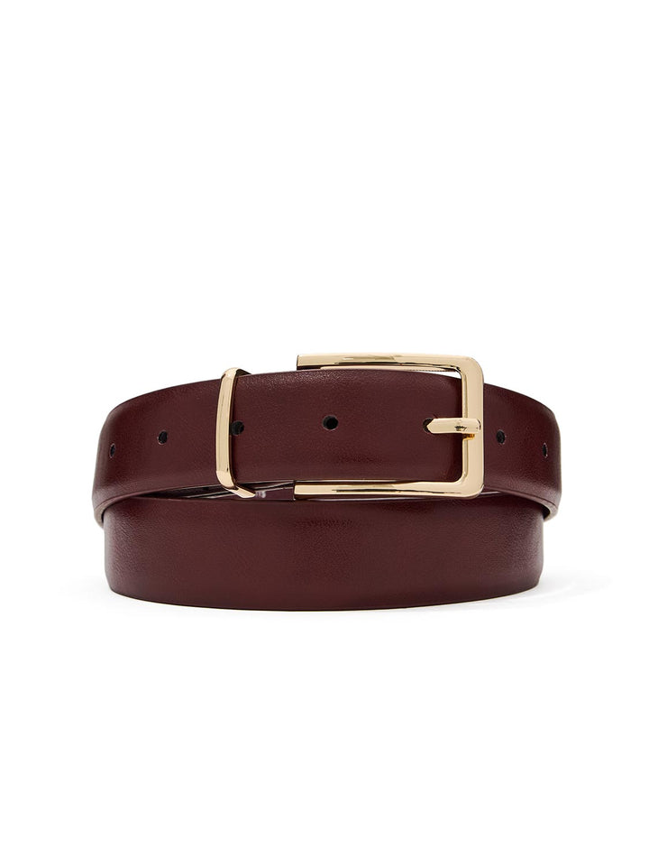 Square Buckle Faux Leather Belt