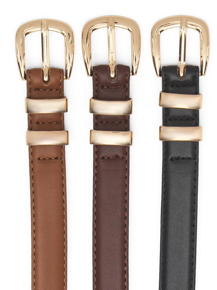 3-Pack Faux Leather Belts