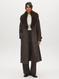 Faux Leather Coat with Faux Fur Collar