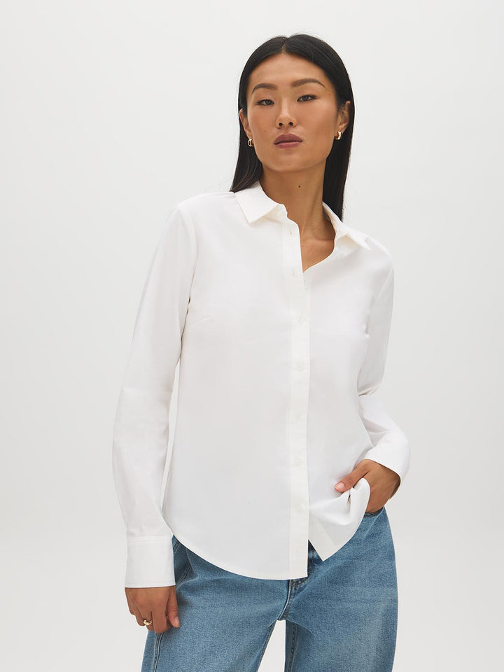 Poplin Button-Front Blouse