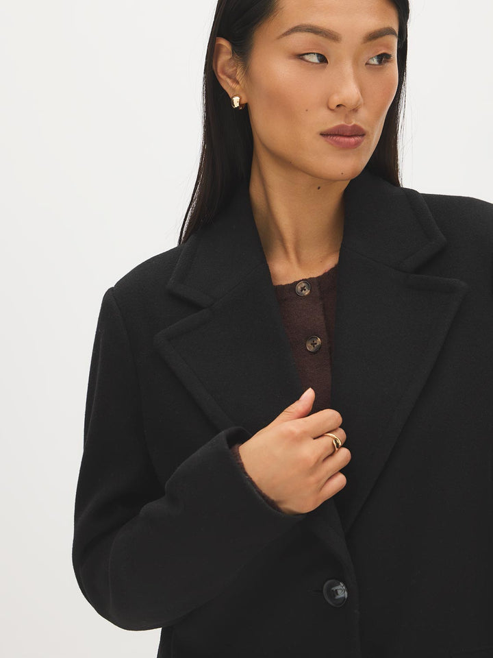 Single-Breasted Faux Wool Coat
