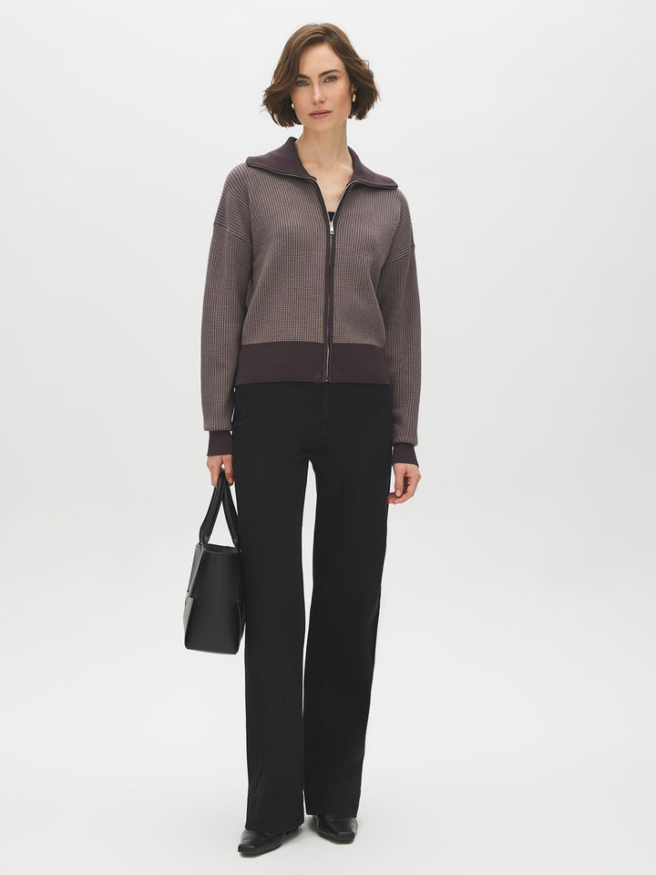 Jacquard Zip-Front Sweater