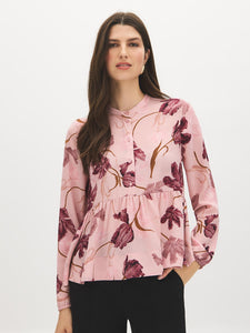Printed Chiffon Peplum Blouse