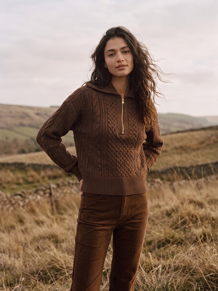 Cable Knit Quarter-Zip Sweater