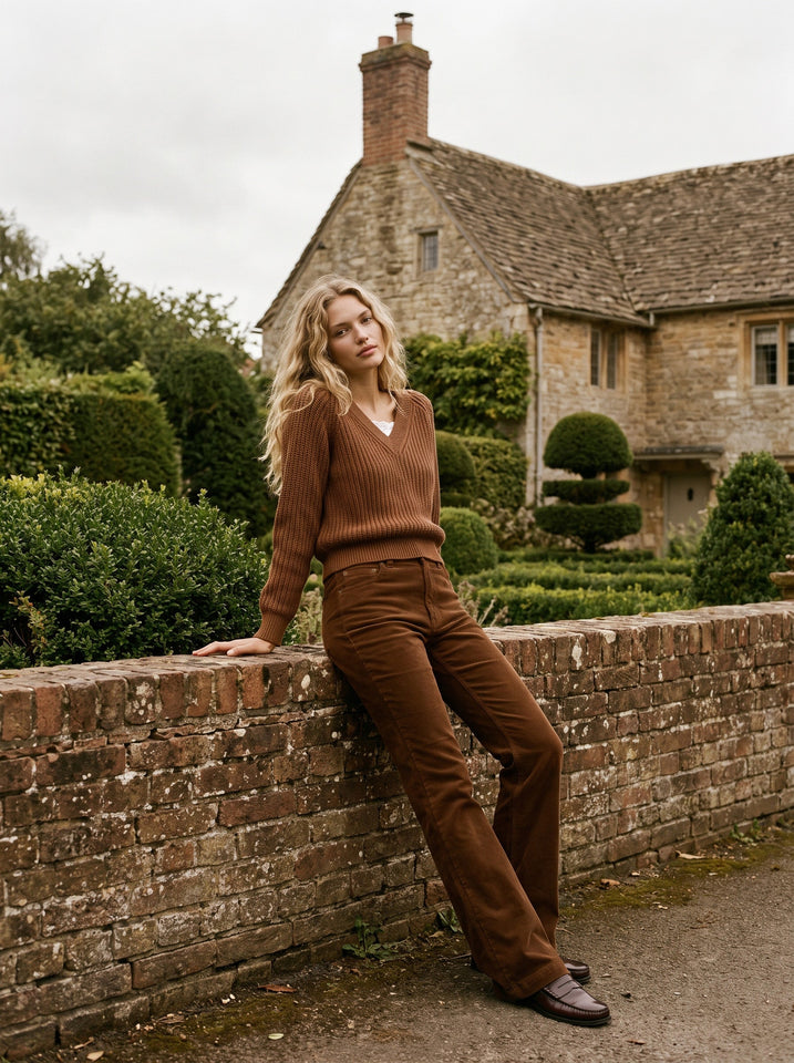 Corduroy Flare-Leg Pants