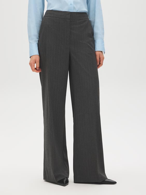 Pinstripe Wide-Leg Pants