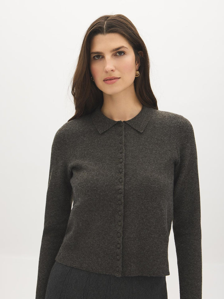Cardigan with Removable Fur Collar
