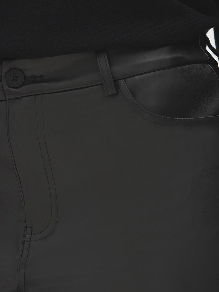 Faux Leather Straight-Leg Pants