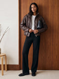 Faux Leather Bomber Jacket