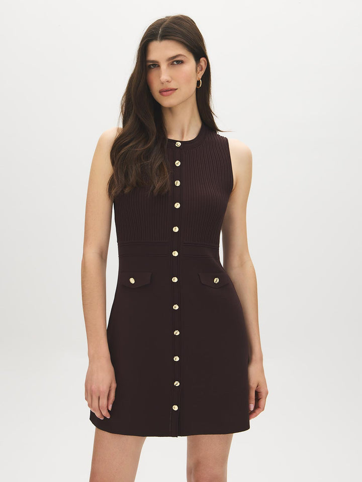 Sleeveless Button-Front Sweater Dress