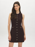 Sleeveless Button-Front Sweater Dress