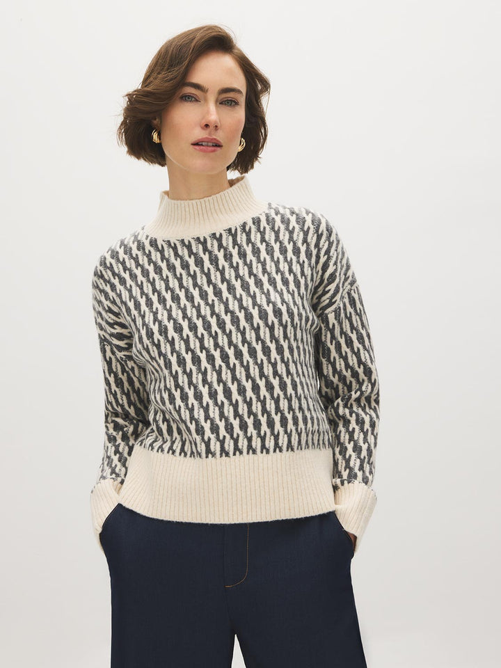 Jacquard Mock Neck Sweater