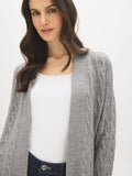 Long Cable Knit Open Cardigan