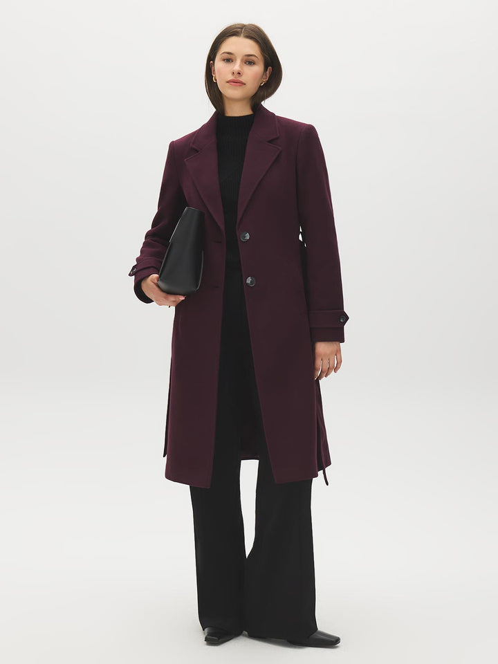 Faux Wool Mid-Length Wrap Coat