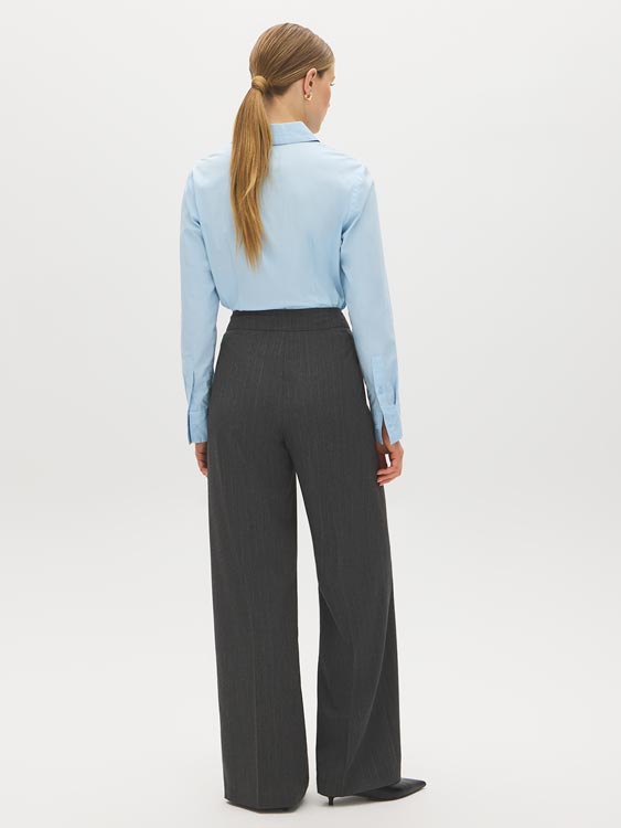 Pinstripe Wide-Leg Pants